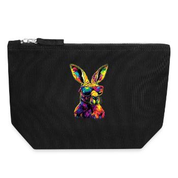 Kangourou Australie Outback Kangourous mignons sauvages - Pochette zippée en toile 18 x 19 cm - noir - Devant