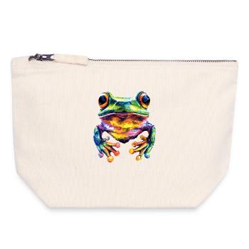 Grenouille Petit Crapaud Grenouille Grenouille Prince Grenouilles - Pochette zippée en toile 18 x 19 cm - blanc naturel - Devant