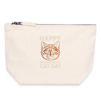 Happy International Cat Day - Canvas Zip Pouch 18 x 19 cm - nature - Front