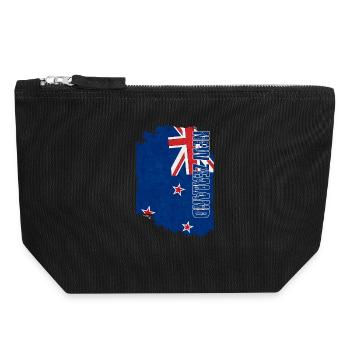 Drapeau néo-zélandais, grunge vintage - Pochette zippée en toile 18 x 19 cm - noir - Devant