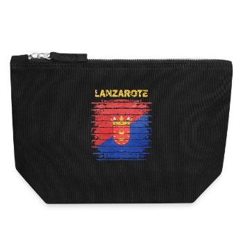 Lanzarote flag design with wave pattern - Canvas Zip Pouch 18 x 19 cm - black - Front
