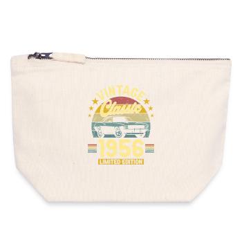 1956 70 Years Anniversary Men's Car - Canvas Zip Pouch 18 x 19 cm - nature - Front