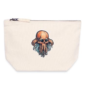 Eco-Friendly Squid Skull - Canvas Zip Pouch 18 x 19 cm - nature - Front