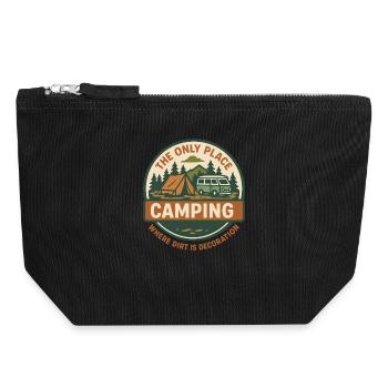 Funny Camping Camper Van Adventure Design - Canvas Zip Pouch 18 x 19 cm - black - Front