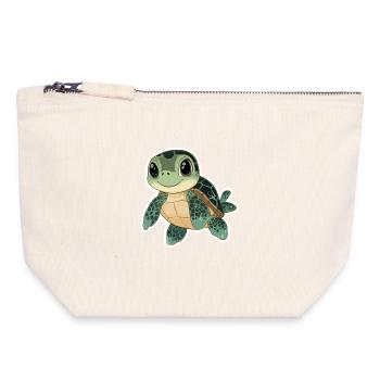Schildkröte - Canvas Reißverschluss-Täschchen (18 x 19 cm) - Naturweiß - Vorne