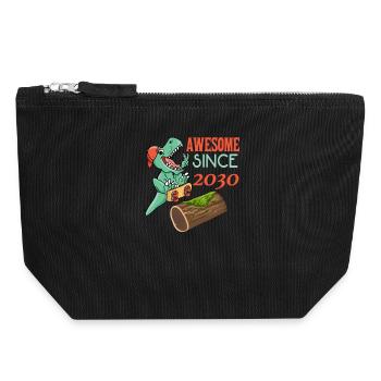 Dino Skater Birthday 2030 - Canvas Zip Pouch 18 x 19 cm - black - Front
