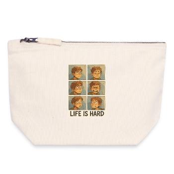 Illustration des émotions expressives de l'enfance - Pochette zippée en toile 18 x 19 cm - blanc naturel - Devant