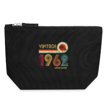 Retro-Design im 70er-Jahre-Stil - Canvas Reißverschluss-Täschchen (18 x 19 cm) - Schwarz - Vorne