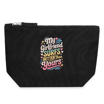 Surfing My Girlfriend Surfs Better Than Yours Surf - Canvas Zip Pouch 18 x 19 cm - black - Front