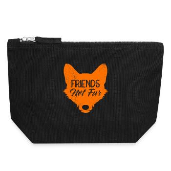 Animal protection FRIENDS NOT FUR Funny - Canvas Zip Pouch 18 x 19 cm - black - Front