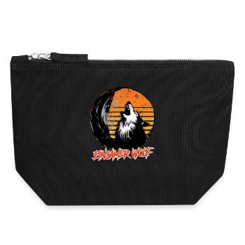 Wolf Spirit EINSAMER WOLF Retro Lustiges - Canvas Reißverschluss-Täschchen (18 x 19 cm) - Schwarz - Vorne