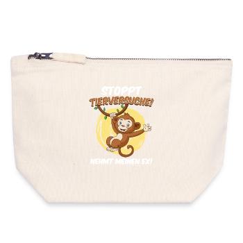 Animal welfare STOP ANIMAL TESTING TAKE MY EX - Canvas Zip Pouch 18 x 19 cm - nature - Front