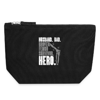 Leg Fracture Broken Thigh Father - Canvas Zip Pouch 18 x 19 cm - black - Front