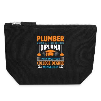 Heating Engineer Heating Construction Plumber Plumber - Canvas Zip Pouch 18 x 19 cm - black - Front