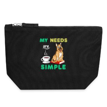 German Shepherd, Books and Coffee – Dog Lover Tee - Canvas Zip Pouch 18 x 19 cm - black - Front