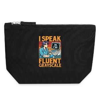 Sonographer I Speak Fluent Grayscale Xray Tech - Canvas Reißverschluss-Täschchen (18 x 19 cm) - Schwarz - Vorne