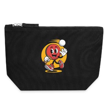 dessin animé de tennis de table drôle - Pochette zippée en toile 18 x 19 cm - noir - Devant