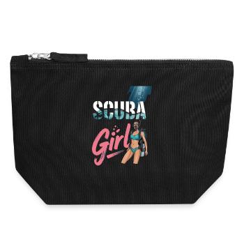 Scuba Girl Taucherin Design - Canvas Reißverschluss-Täschchen (18 x 19 cm) - Schwarz - Vorne