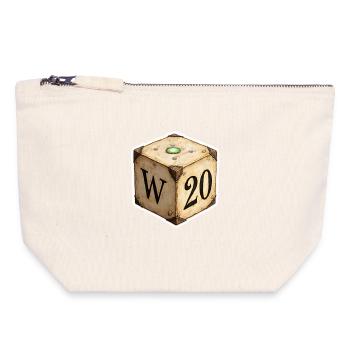 Antique D6 Dice with D20 – Fantasy Cartoon - Canvas Zip Pouch 18 x 19 cm - nature - Front