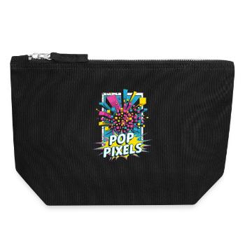 Pop Pixels Pop Culture Rétro Jeu vidéo - Pochette zippée en toile 18 x 19 cm - noir - Devant