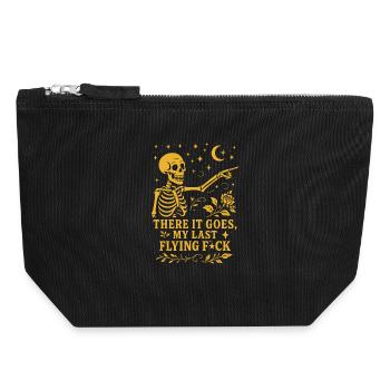 Je m’en fous plus Skeleton with Rose - Pochette zippée en toile 18 x 19 cm - noir - Devant