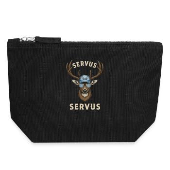 Alpen Hirsch Servus Hirschgeweih Tracht Oktober - Canvas Reißverschluss-Täschchen (18 x 19 cm) - Schwarz - Vorne