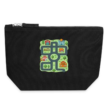 Jouer aux voitures sur le dos de papa Drôle d’enfants et fête des pères - Pochette zippée en toile 18 x 19 cm - noir - Devant