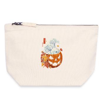 Halloween Herbst - Kürbiswelle Kanagawa - Canvas Reißverschluss-Täschchen (18 x 19 cm) - Naturweiß - Vorne