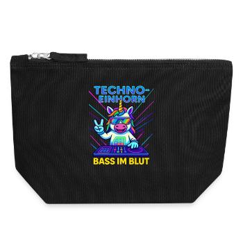 Techno unicorn bass in the blood - Canvas Zip Pouch 18 x 19 cm - black - Front
