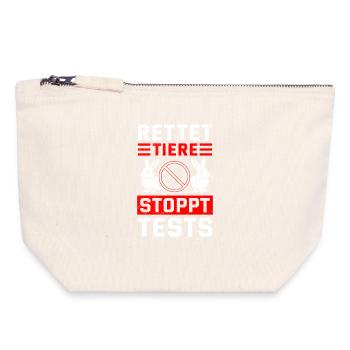 Tierschutz RETTET TIERE STOPPT TESTS Frei - Canvas Reißverschluss-Täschchen (18 x 19 cm) - Naturweiß - Vorne