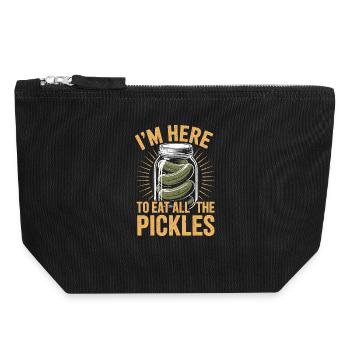 Concombres ici pour manger tous les cornichons - Pochette zippée en toile 18 x 19 cm - noir - Devant