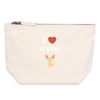 J'aime Fennec Cartoon - Pochette zippée en toile 18 x 19 cm - blanc naturel - Devant