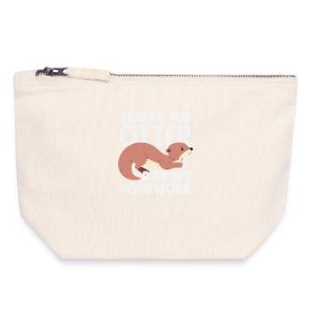 Sea Otter Cartoon Homework - Canvas Zip Pouch 18 x 19 cm - nature - Front