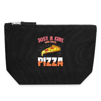Pizza Liebe Mädchen Design - Canvas Reißverschluss-Täschchen (18 x 19 cm) - Schwarz - Vorne