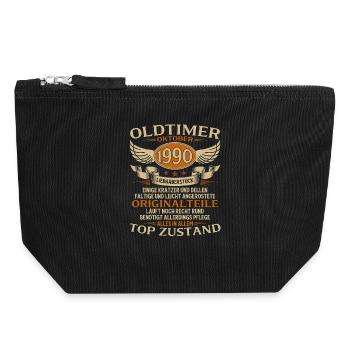 35th Birthday Gift Vintage Car October 1990 - Canvas Zip Pouch 18 x 19 cm - black - Front