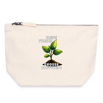 SMALL PLANT, BIG HOPE - Canvas Zip Pouch 18 x 19 cm - nature - Front