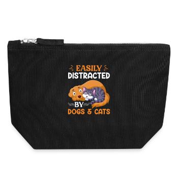 Dogs & Cats – Kuschelfreunde fürs Herz - Canvas Reißverschluss-Täschchen (18 x 19 cm) - Schwarz - Vorne