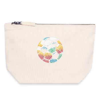 Spotty Colorful Dot Mosaïque Globe - Pochette zippée en toile 18 x 19 cm - blanc naturel - Devant