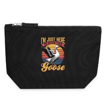 Drôle d’oiseau oie - Pochette zippée en toile 18 x 19 cm - noir - Devant
