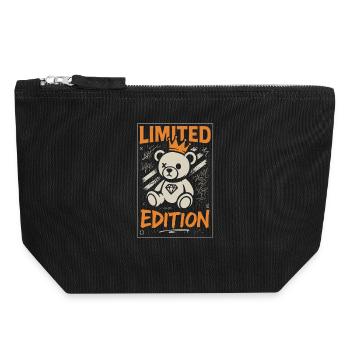 Couronne d’ours en peluche en édition limitée - Pochette zippée en toile 18 x 19 cm - noir - Devant