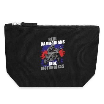 Kambodscha Kambodschaner Motorrad - Canvas Reißverschluss-Täschchen (18 x 19 cm) - Schwarz - Vorne