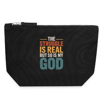 La lutte est réelle Dieu Tee - Pochette zippée en toile 18 x 19 cm - noir - Devant