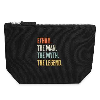 Ethan Man Myth Legend Retro Design Geschenk Name - Canvas Reißverschluss-Täschchen (18 x 19 cm) - Schwarz - Vorne