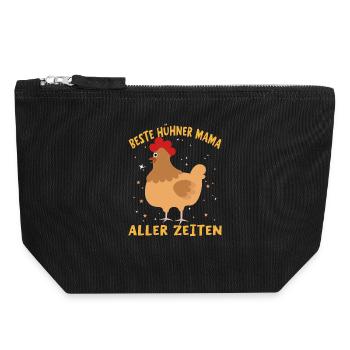 Beste Hühner Mama Aller Zeiten - Canvas Reißverschluss-Täschchen (18 x 19 cm) - Schwarz - Vorne