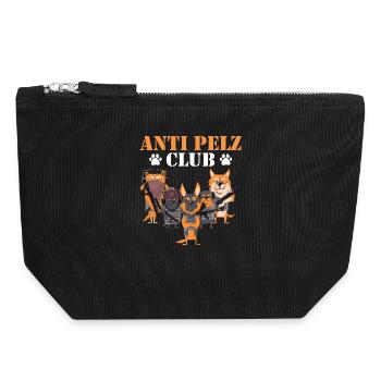 Tierschutz ANTI PELZ CLUB Anti Fur Lustig - Canvas Reißverschluss-Täschchen (18 x 19 cm) - Schwarz - Vorne