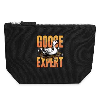 Drôle d’oiseau oie - Pochette zippée en toile 18 x 19 cm - noir - Devant
