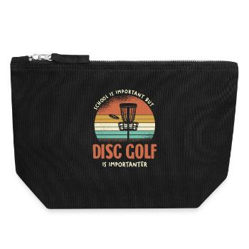 Retro Disc Golf Is Important - Canvas Reißverschluss-Täschchen (18 x 19 cm) - Schwarz - Vorne