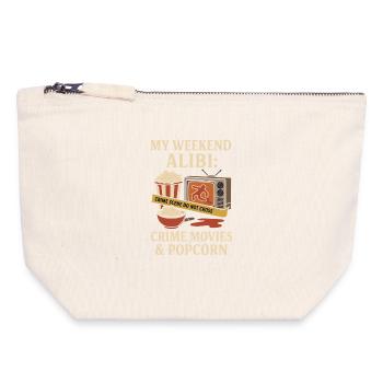 My Weekend Alibi – Crime Movies & Popcorn Shirt - Canvas Reißverschluss-Täschchen (18 x 19 cm) - Naturweiß - Vorne