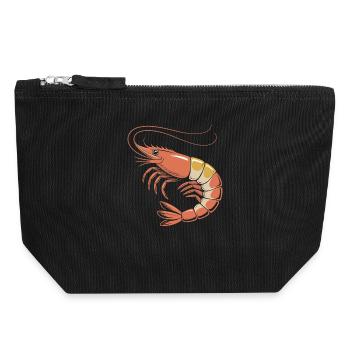 Retro Shrimp Illustration in Orange - Canvas Zip Pouch 18 x 19 cm - black - Front