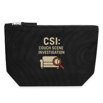 Couch Scene Investigation – Funny True Crime - Canvas Zip Pouch 18 x 19 cm - black - Front